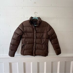 Lands' End Chocolate Brown Puffer down Jacket size xs